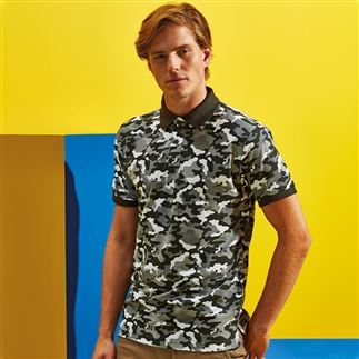 Men's camo piqué polo