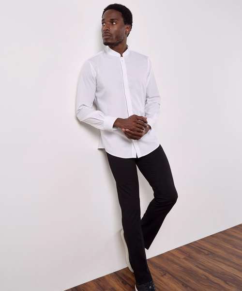 Mandarin collar shirt long-sleeved (tailored fit)
